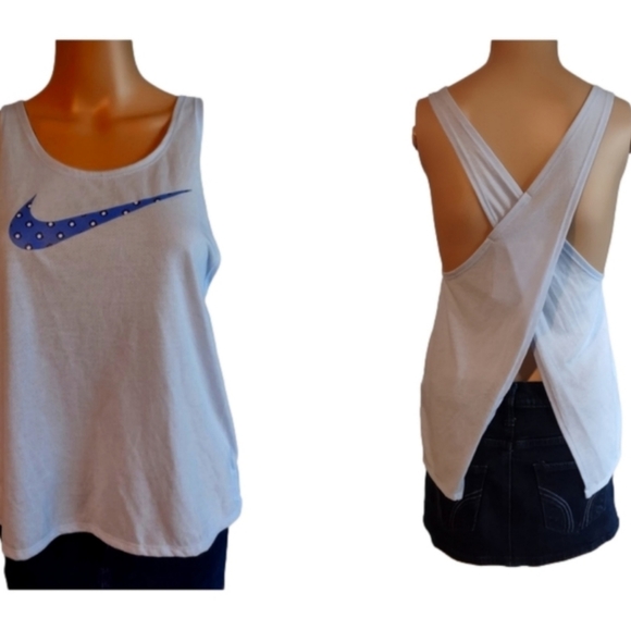 Nike Tops - Nike Standard Dry Fit Printed Logo Criss Cross Back Tank Top